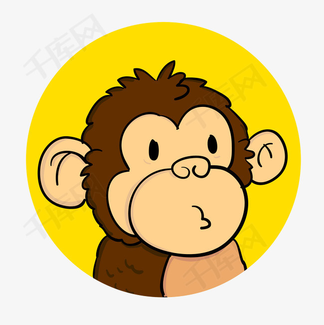 矢量卡通手绘可爱有趣猴子头像免抠图png