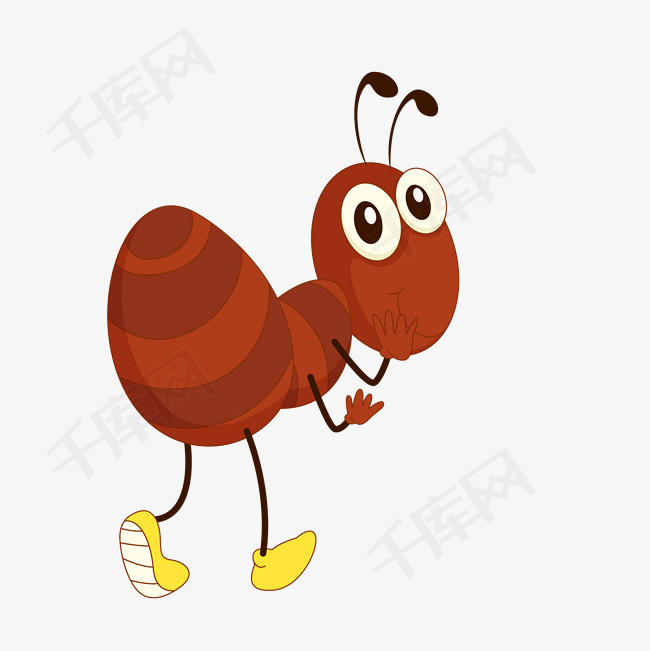 矢量卡通手绘可爱棕色蚂蚁免抠图png