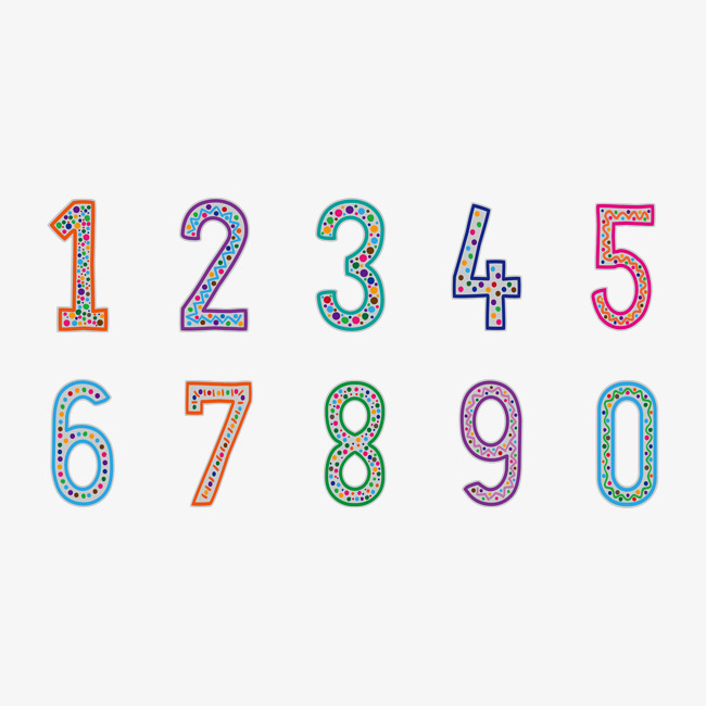 彩色卡通底纹活泼创意艺术数字_艺术字设计_千库网