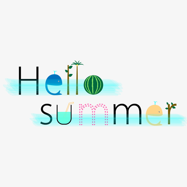 hello,summer 你好夏天漂浮艺术字
