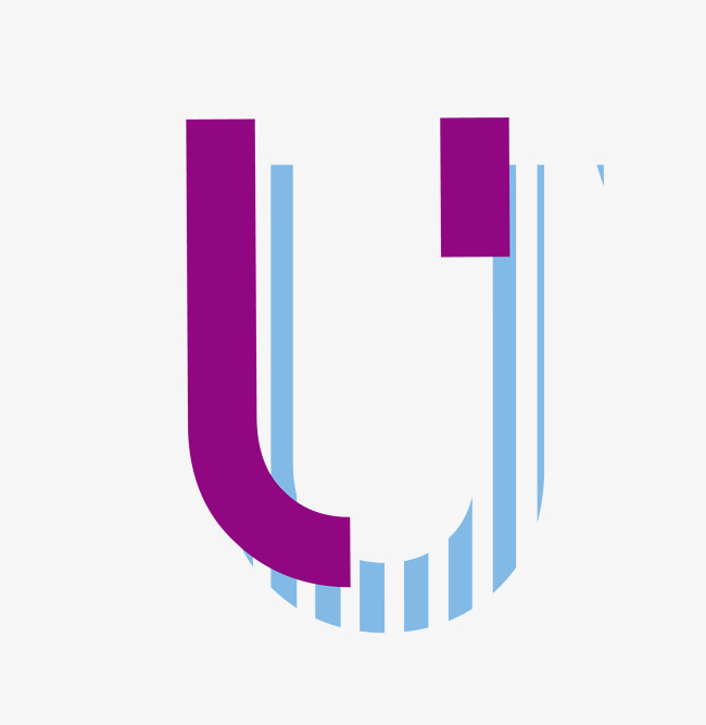 层叠破碎撞色条纹风格字母u_艺术字设计_千库网