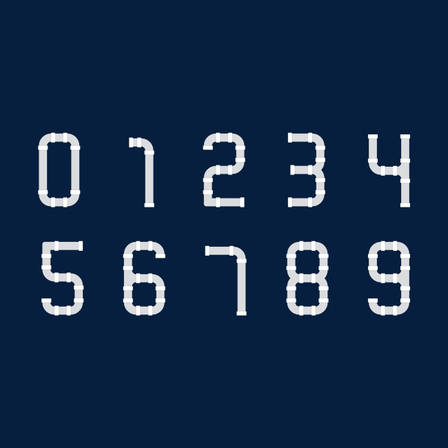 时尚现代水管简洁创意艺术数字_艺术字设计_千库网