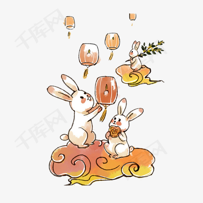 中秋节小兔子免抠图素材图片免费下载_高清png_千库网
