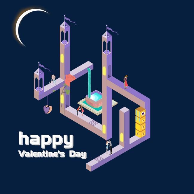 七夕矛盾空间字体3d立体浪漫平面设计海报浪漫七夕节