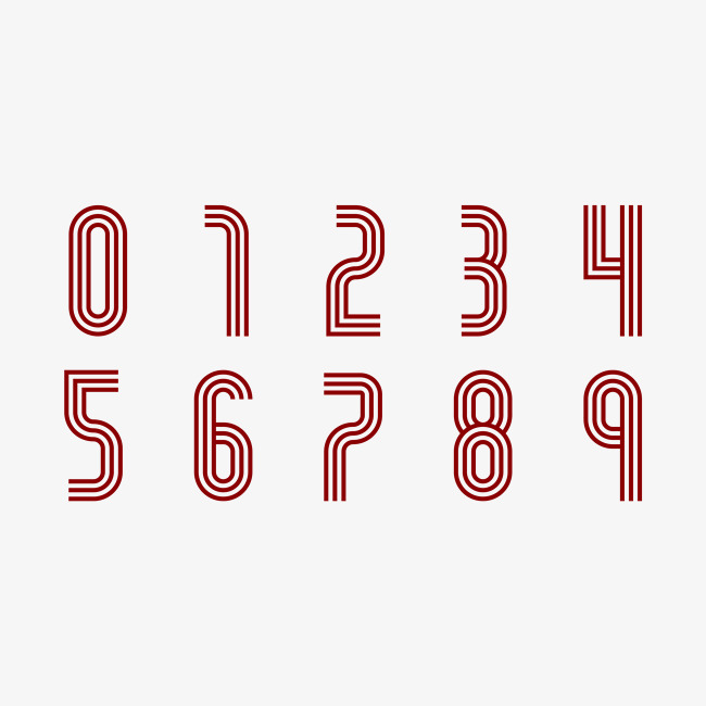红色线稿时尚简洁创意艺术数字_艺术字设计_千库网