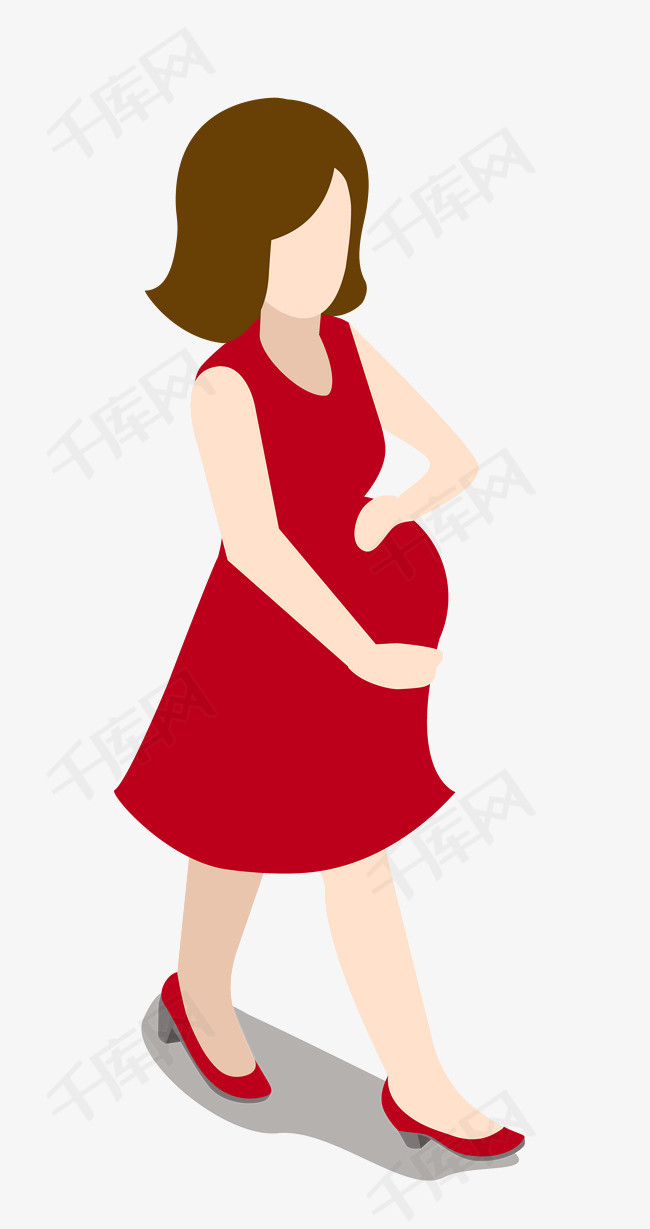 卡通手绘美丽的孕妇