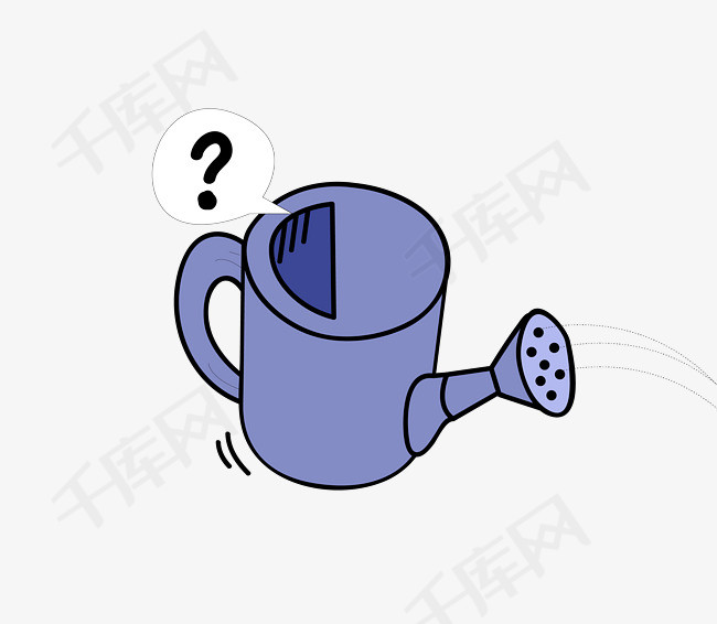 卡通手绘紫色的浇水壶