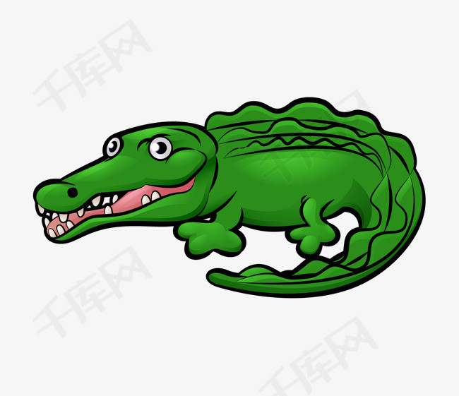 绿色手绘鳄鱼png