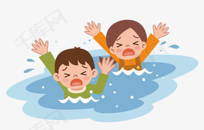 矢量落水呼救的小孩溺水落水矢量小孩卡通手绘小孩免扣png图