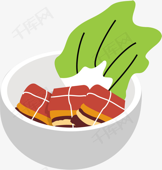 卡通矢量五花肉美食插画