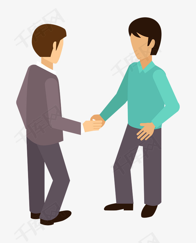 卡通手绘握手的人卡通手绘创意动漫动画简约卡通人物握手的人