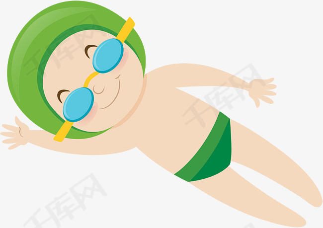 夏季小孩游泳装饰图案小孩游泳夏季小孩游泳夏季插画人物