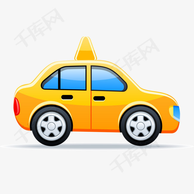 卡通黄色的出租车设计车辆设计黄色出租车卡通交通工具矢量图