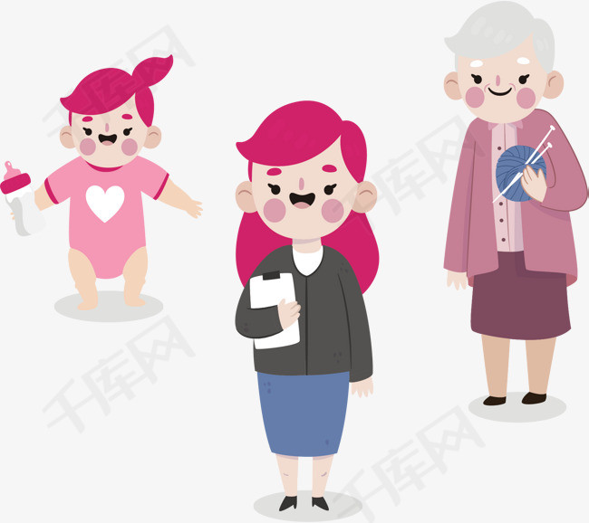 卡通女孩长大成人