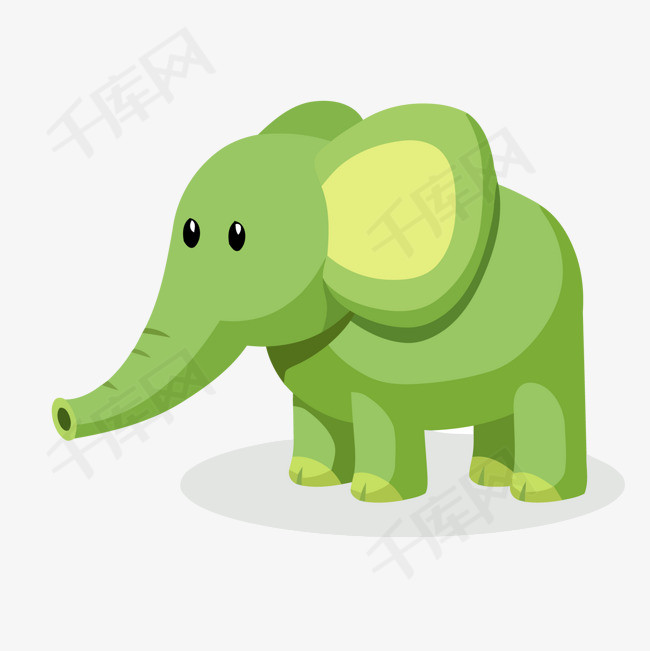 卡通绿色的大象设计卡通动物园大象设计动物设计绿色矢量图