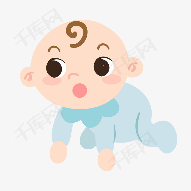 趴立可爱婴儿卡通插画