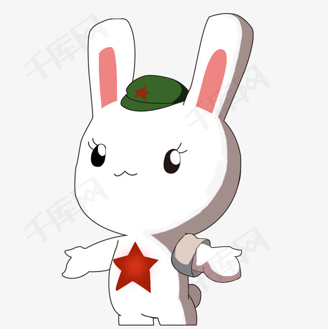 卡通手绘抗日小兔子设计