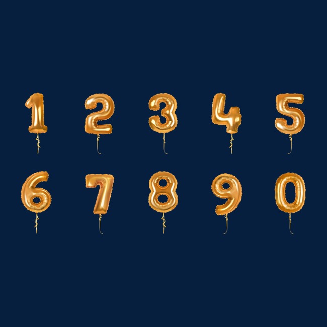 金色气球质感卡通创意艺术数字_艺术字设计_千库网