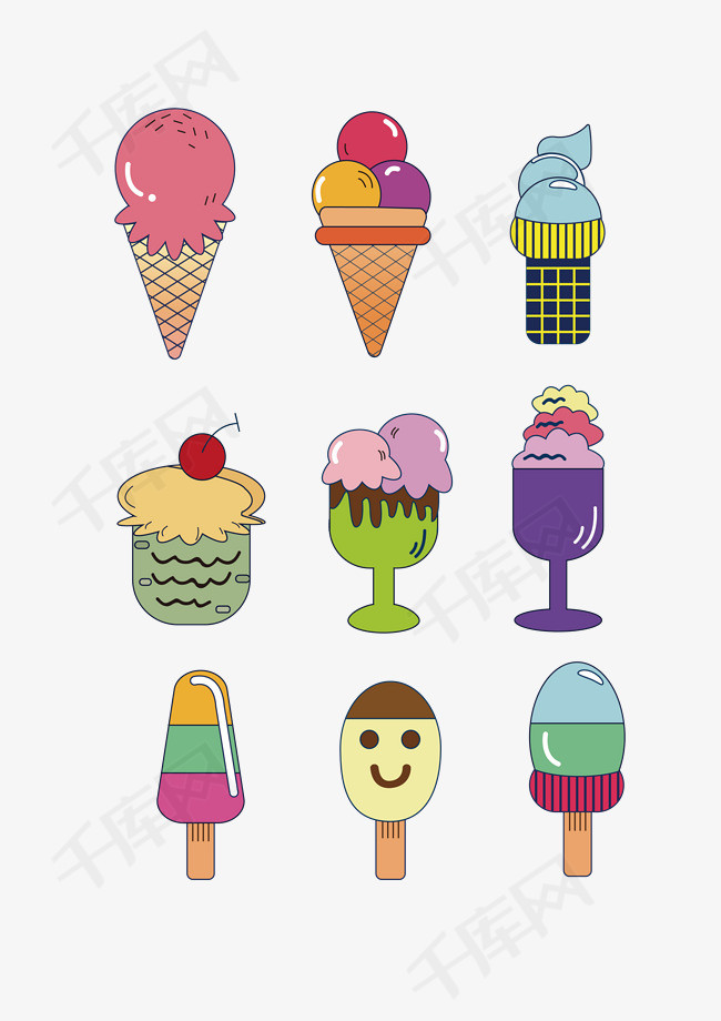 卡通冰淇淋矢量图下载素材图片免费下载_高清psd_千库