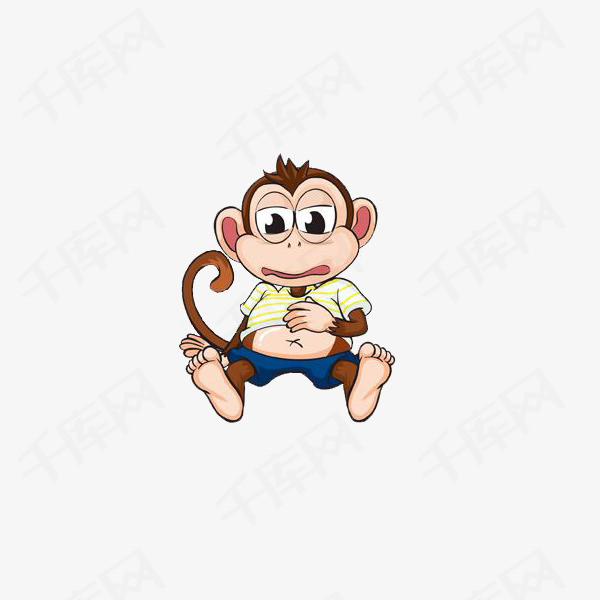 卡通手绘可爱的猴子卡通手绘创意动漫动画简约可爱的猴子动物