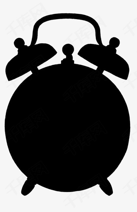 黑色手绘闹钟轮廓抠图