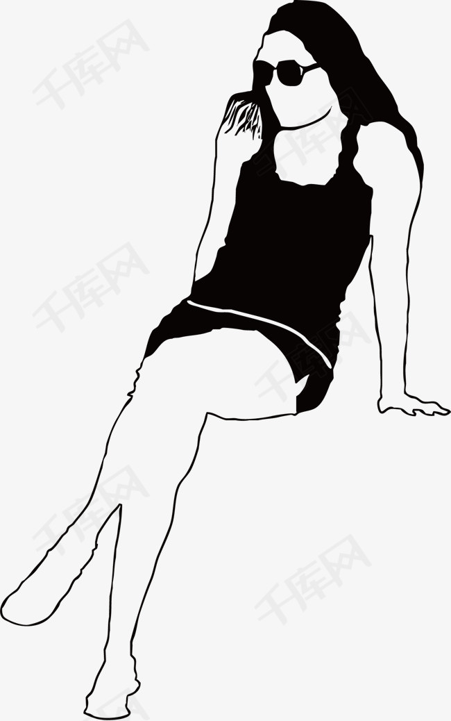 女人坐姿素材图片免费下载_高清图片pngpsd_千库网