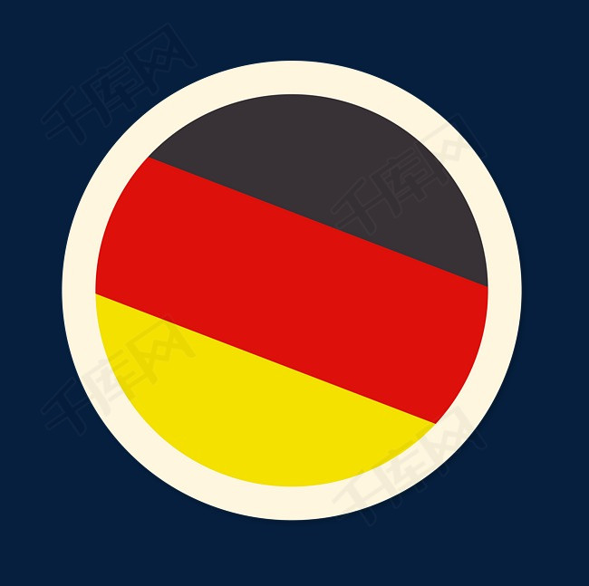 圆形德国设计标签圆形标签卡通可爱矢量图案扁平化德国国旗