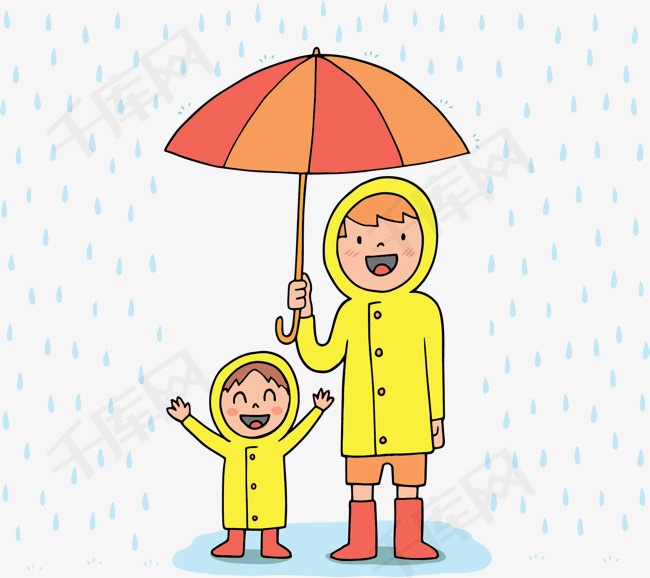 下雨天卡通打伞的人