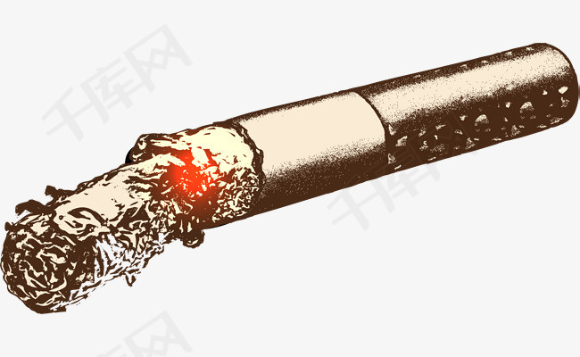 点燃的手绘风格矢量香烟