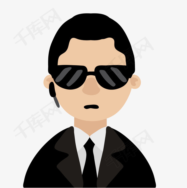 扁平化戴墨镜的保镖人物设计