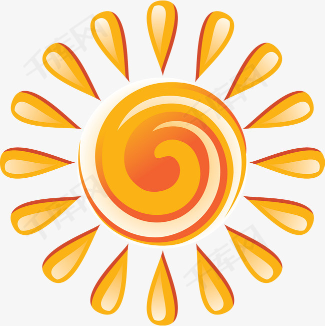 卡通创意黄色太阳图黄色太阳天气太阳图标创意太阳矢量太阳