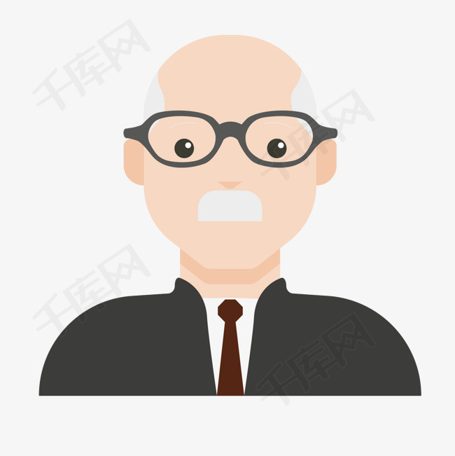 黑色卡通戴眼镜的老人家黑色老人家戴眼镜灰色卡通老人家头像