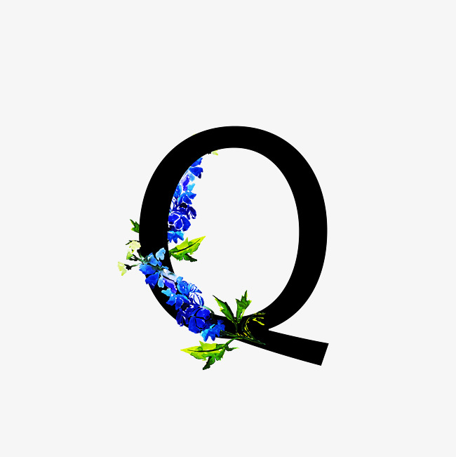 无衬线体字母q中国风花朵装饰_艺术字设计_千库网