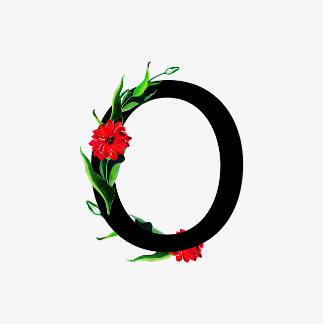 无衬线体字母o中国风花朵装饰_艺术字设计_千库网