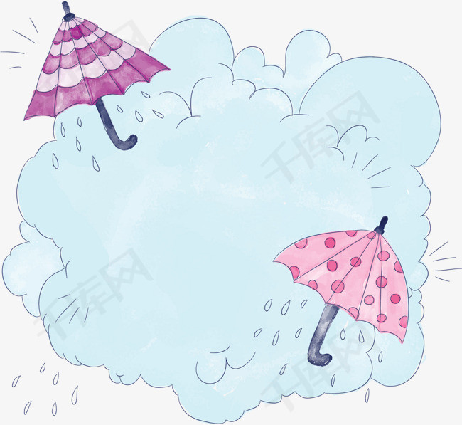 手绘风雨季卡通雨伞