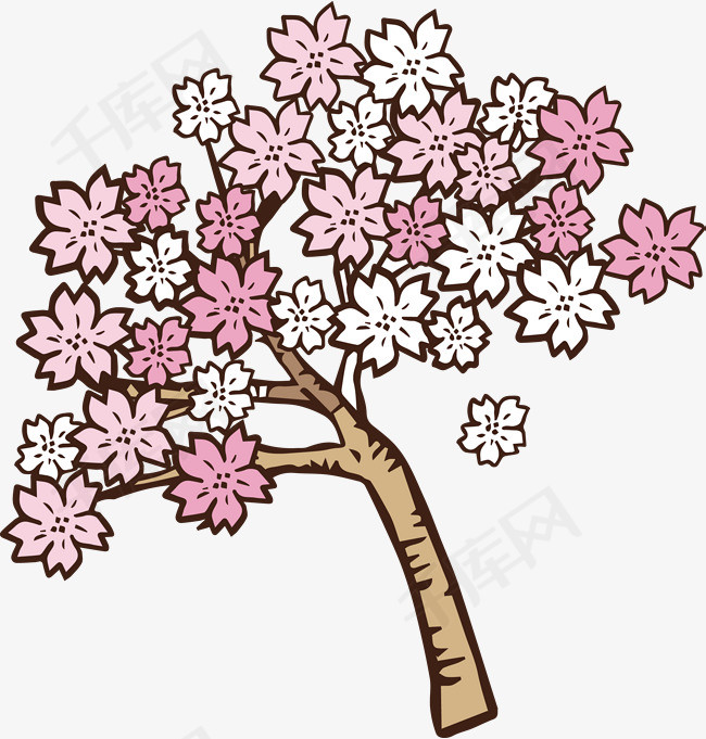 一个粉色矢量樱花树