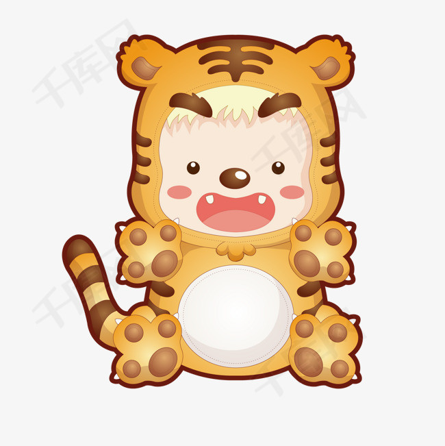 老虎装扮的儿童设计儿童人物设计老虎装扮卡通矢量图动物设计