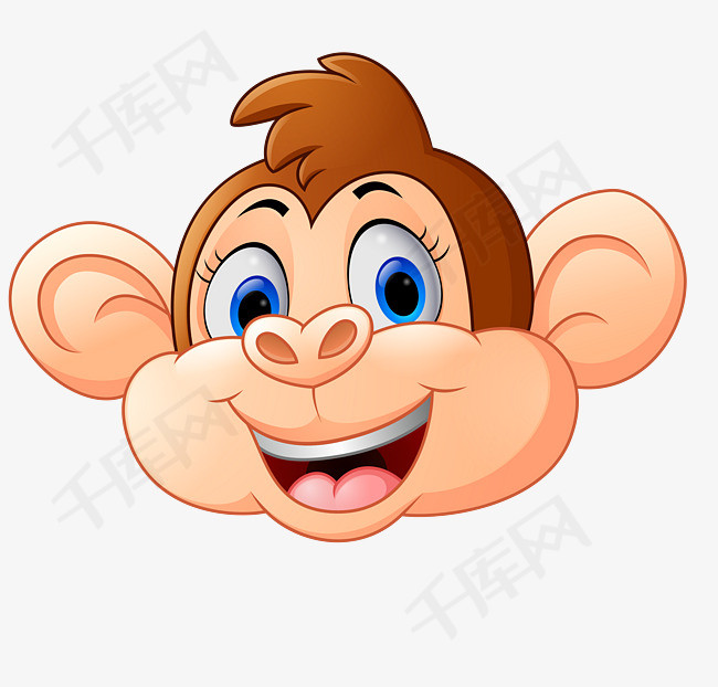 可爱猴子头像卡通插画