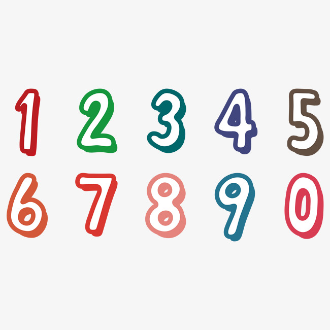 彩色手绘卡通立体创意艺术数字_艺术字设计_千库网