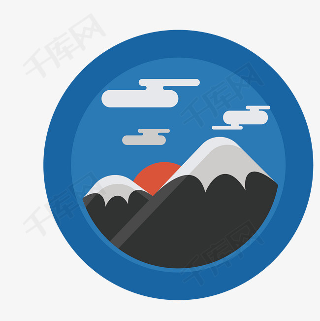 卡通山顶平面风景物矢量图标免抠图png