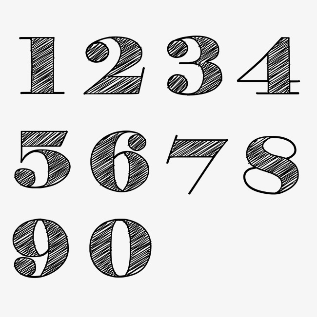 人物画像及字体仅供参考禁止商用 千库原创黑色数字手绘0-9艺术字免费