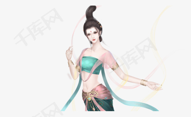 卡通手绘跳舞的美女