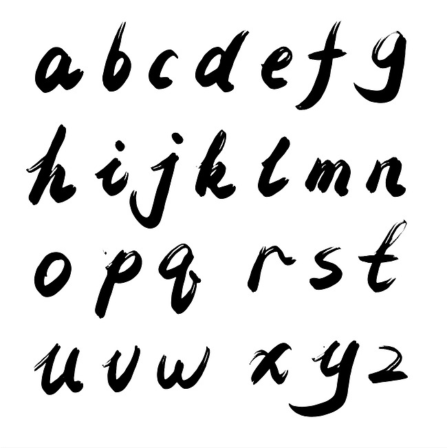 千库原创 免扣 英文字母 小写 手写毛笔字 创意字体