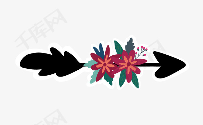 花朵箭头符号矢量图