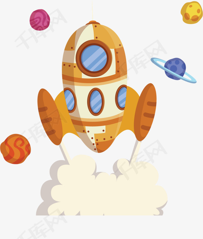 卡通探索宇宙火箭