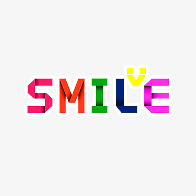 折纸卡通七彩艺术字smile