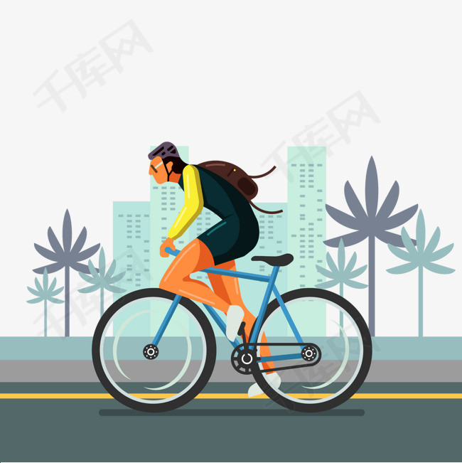 创意骑单车健身的男子矢量图