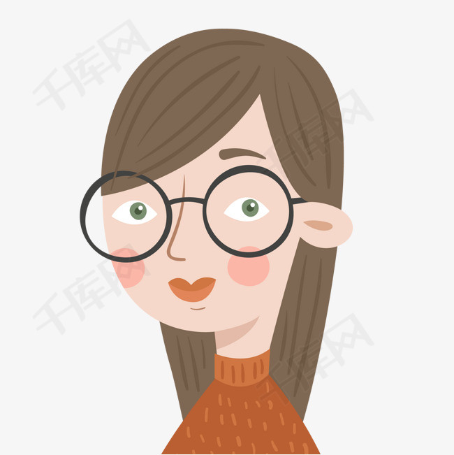 戴眼镜的女孩人物设计人物设计手绘戴眼镜卡通女孩用户头像