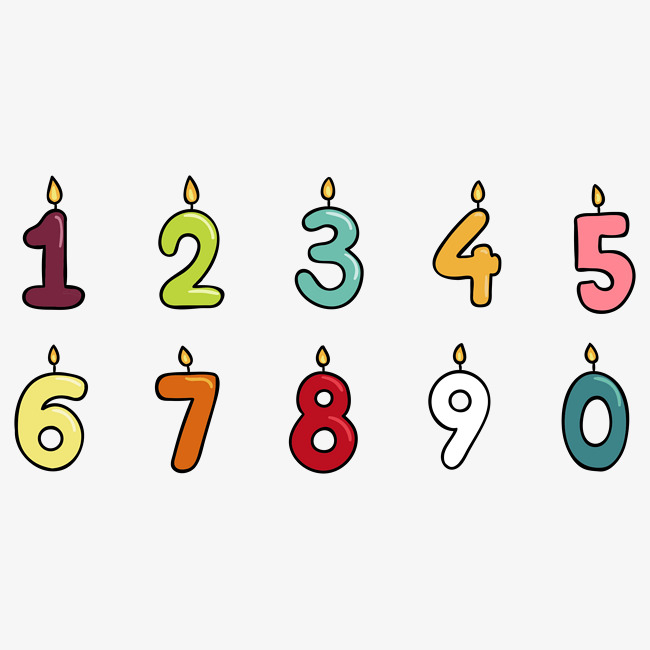 彩色卡通生日蜡烛创意艺术数字_艺术字设计_千库网