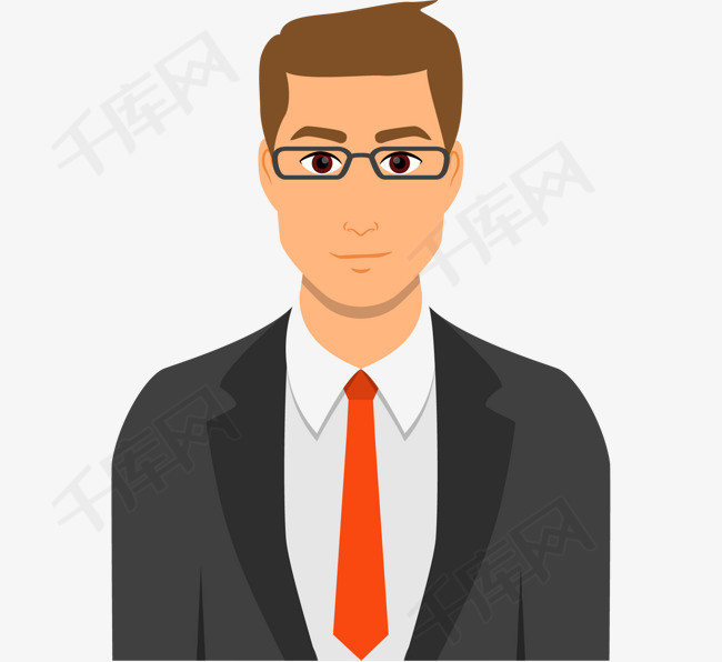 手绘卡通打领带男人头像